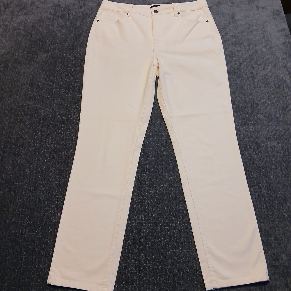 Talbots Womens Size 12 Cream Corduroy Straight Leg Pants Off White  NWOT